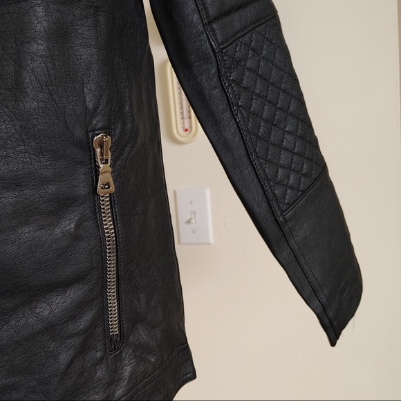 Retro style black leather jacket - Picture 3 of 6